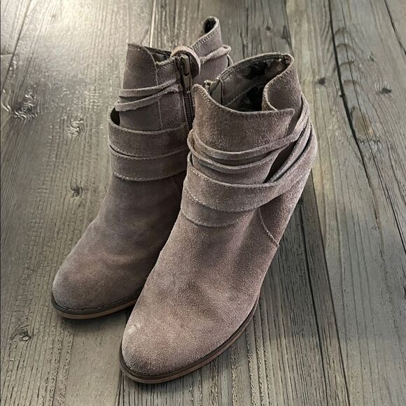 Sole Society Suede Ankle Booties in Taupe - Picture 1 of 5